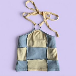 Y2K Colorblock Ribbed Halter Top with Ring Detail | Pretty Garbage | Small